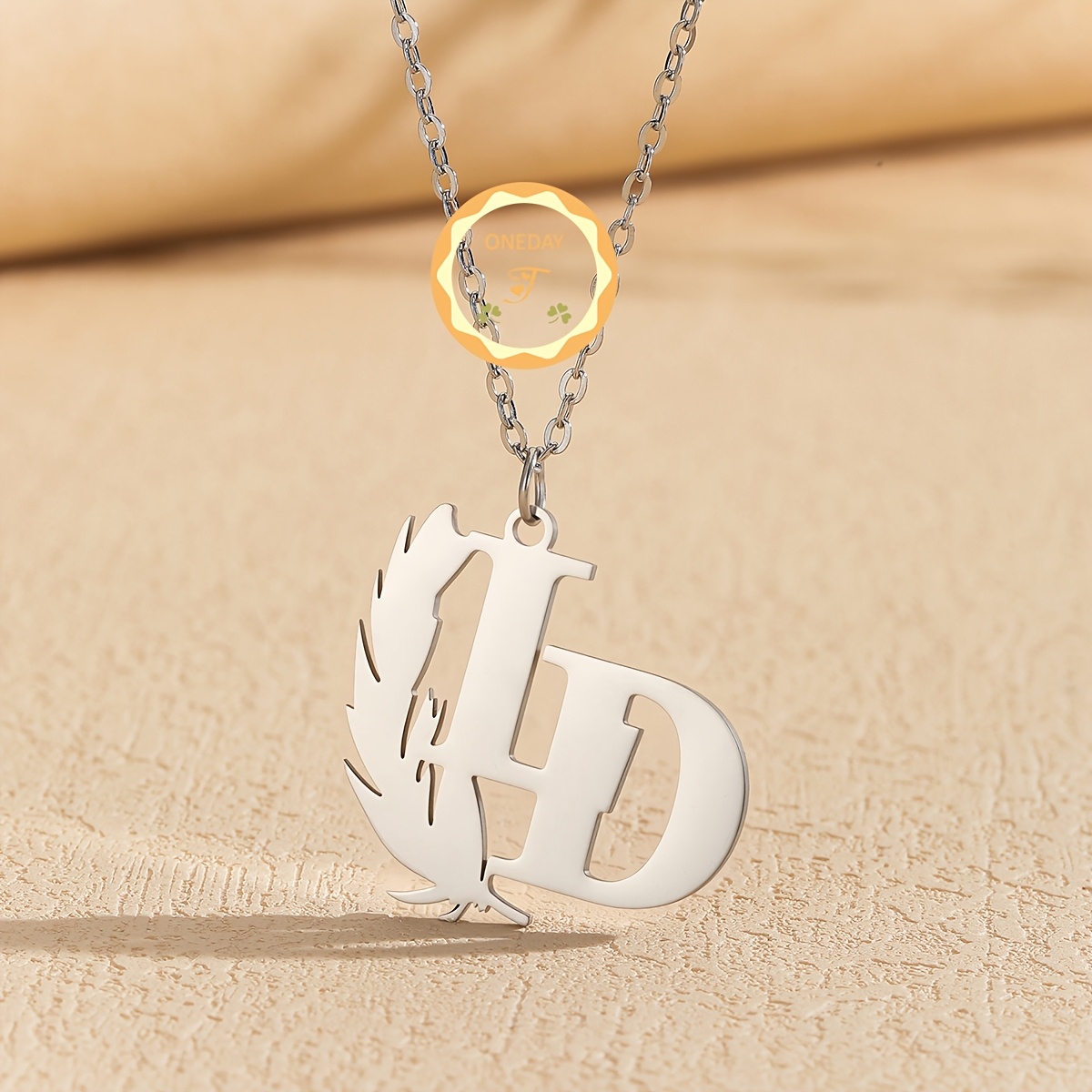 Custom Feather Name Necklace Personalized 304 Stainless Steel Choker